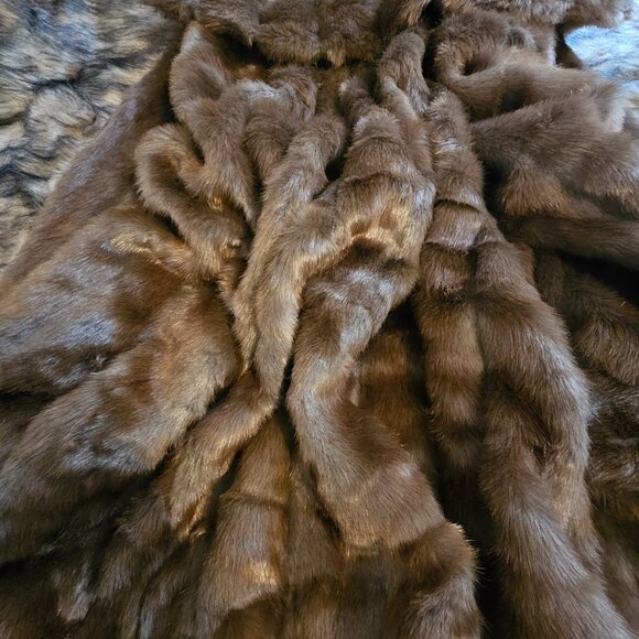 NWT Vintage Dennis Basso XS Chestnut Mink Faux Fur Zippered Coat Soft Shiny - Picture 6 of 13